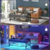 Coffee Table, Lift Top Coffee Table with LED light and Power Outlet, Modern Lift-Top Table with Storage Shelf, Metal Frame 6
