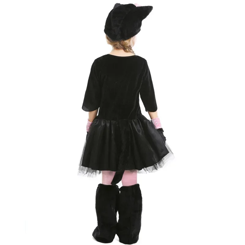 Carnival Costumes for Children Kids Girls Cosplay Cat Dress Suit Halloween Up Party Mardi Gras School Stage Show