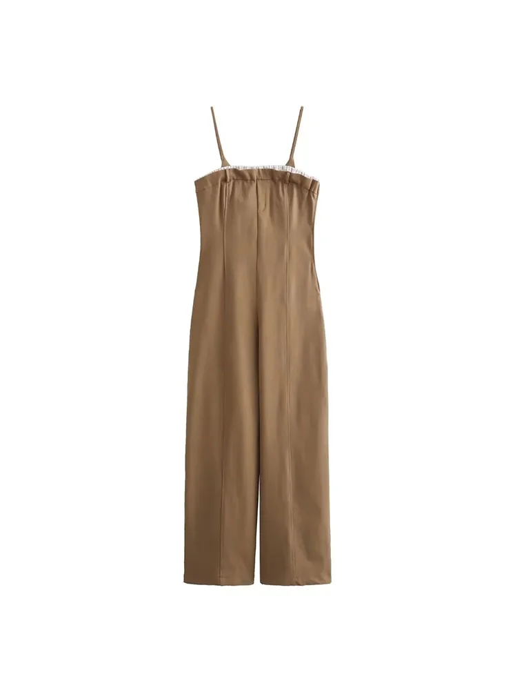 

TRAF Woman 2023 Wide Leg Jumpsuit New Fashion Cut Out Thin Straps Jumpsuits Woman Sexy Women Overalls Rompers