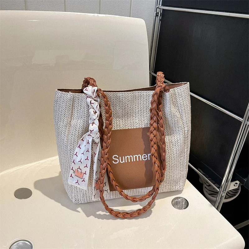 

New Fashion Women Shoulder Bag Luxury Design Straw Woven Tote Bags Summer Casual Large Capacity Handbags Beach Messenger Bag