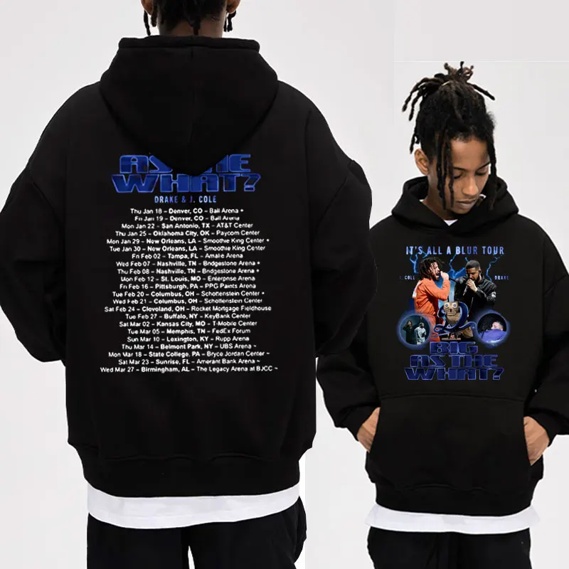 

Rapper Drake and J Cole Tour Print Hoodies Men's Women's 90s Vintage Harajuku Sweatshirts Autumn Winter Cotton Fleece Pullover