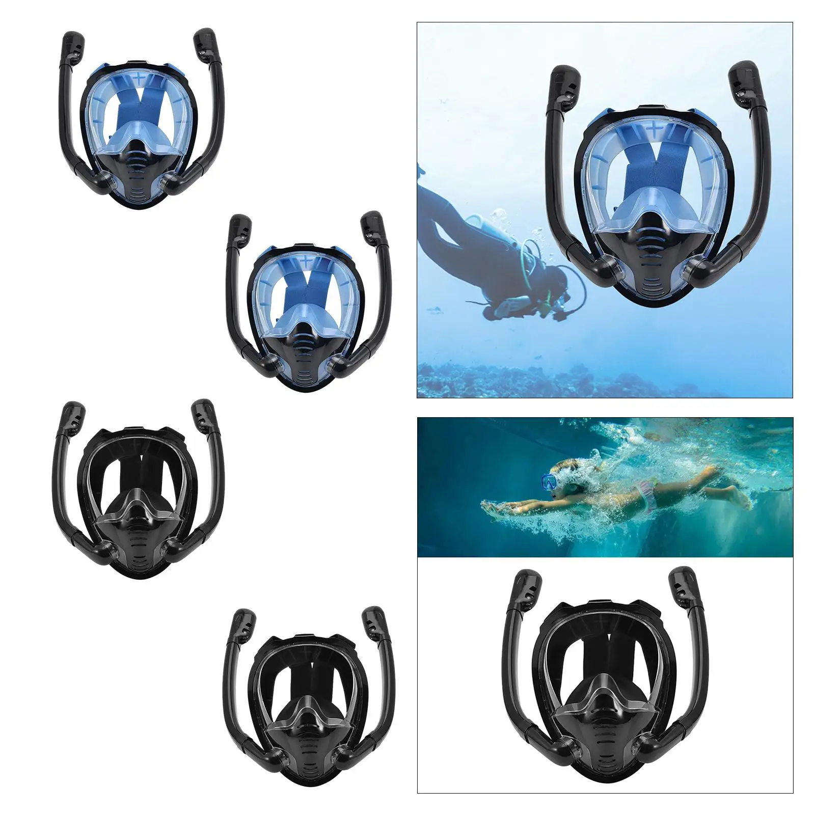 Snorkeling Mask Swimming Mask Double Breathing Tube Durable Underwater