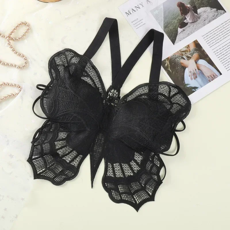 Women Lingerie Bra Sexy Butterfly Lace Backless All-in-one Bralette Flower Hollow-out