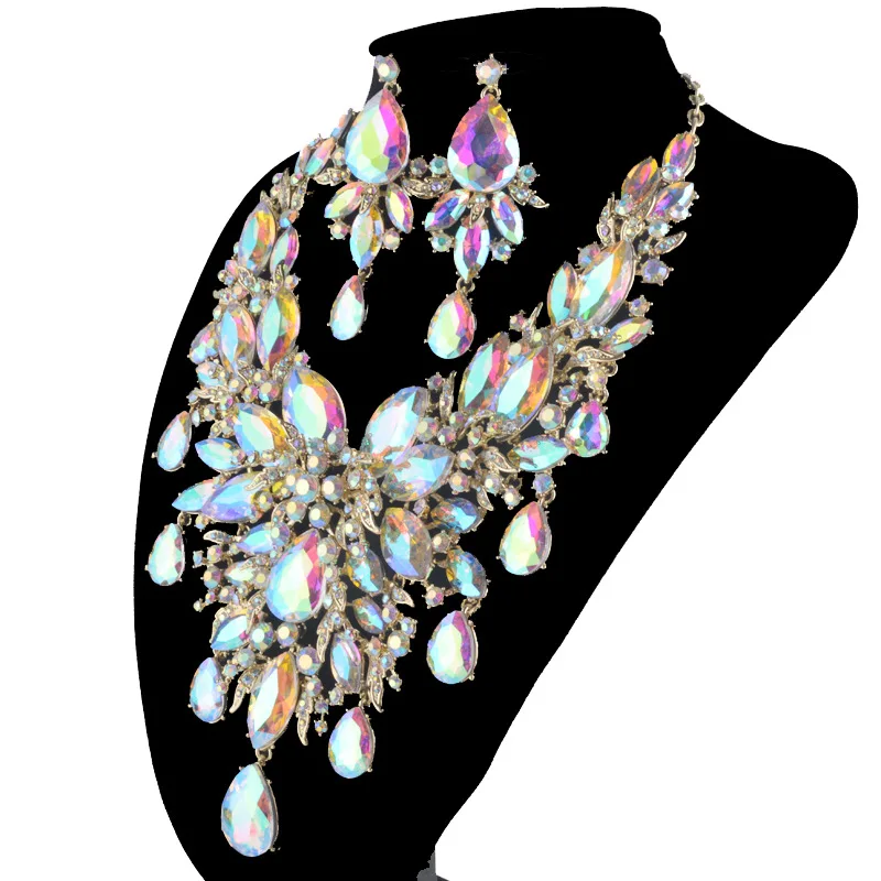 

2024 Luxury Jewelry Dazzling Rhinestone set chain wedding accessory
