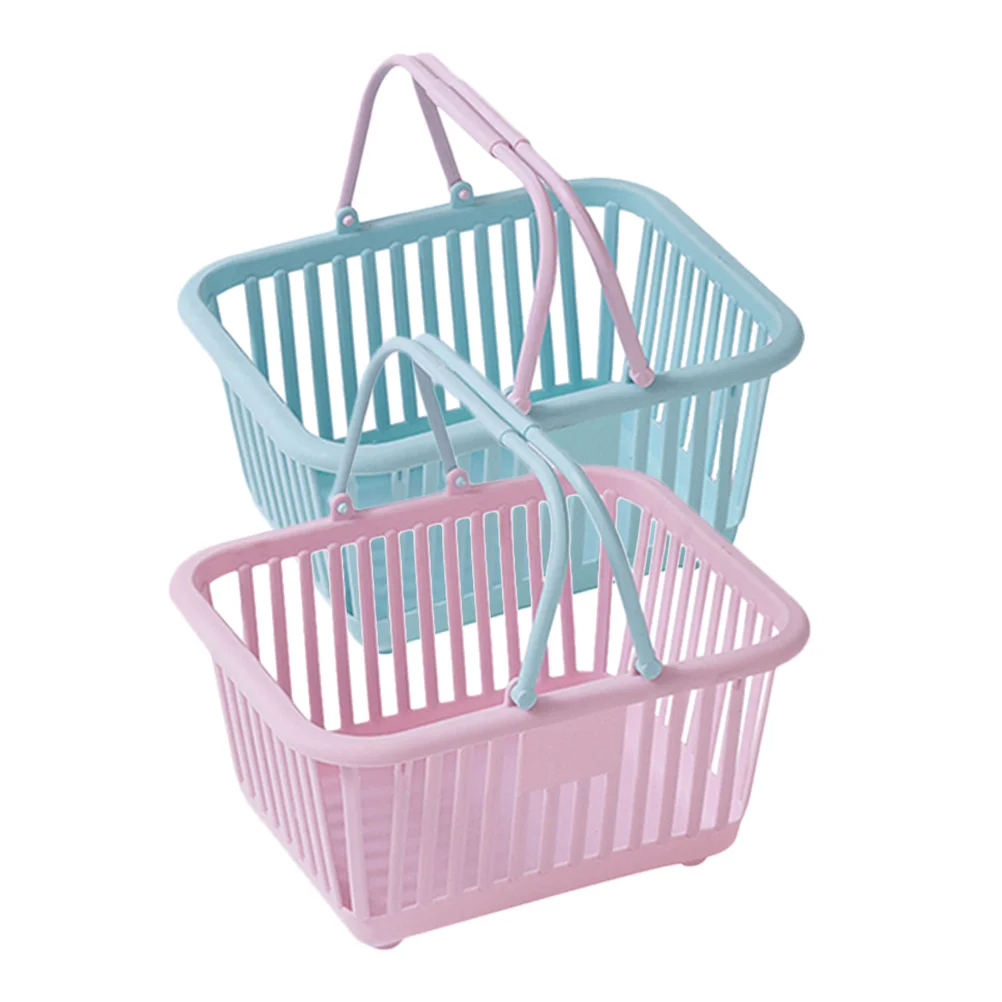 

2 Pcs Storage Basket Tiny Baskets Bath Bin Portable Handle Bathroom Pp Shower Handles