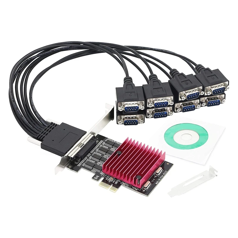 

Плата расширения PCIE на 8 портов RS232, последовательная карта PCI-E X1 на 8 портов DB9, Карта контроллера PCI-Express на 8 микросхем