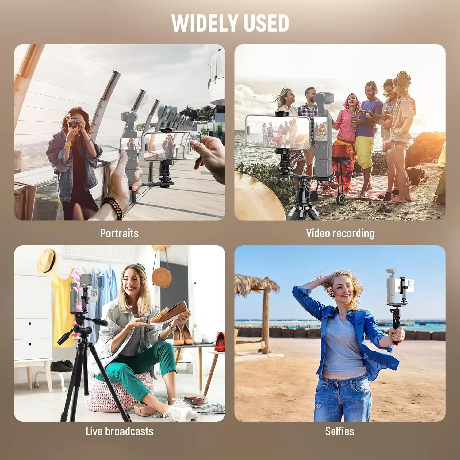 NEEWER Support Téléphone Compatible DJI Osmo Pocket 3 - Accessoire Extension Avec Filetage 1/4" Et Griffe