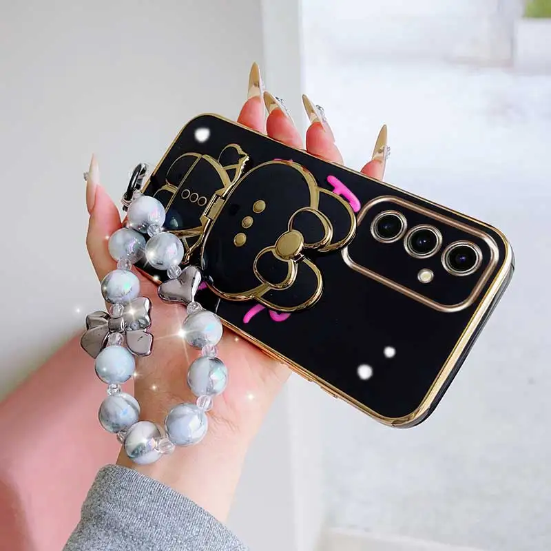 Chic Floral Phone Case Set with Lanyard and Stand - 3 Piece Bundle