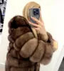 70CM 4in1 New Fast Shipping New Fashion Women Fashion Real Natural Fox Fur Long Coat Jacket for Winter Warm Over C 5
