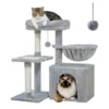 Cat tree Cat Tower for Indoor Cats 2 Styles Cat Activity Tree with Cat Scratching Posts Big Hammock and Removable Top Perch Grey 1
