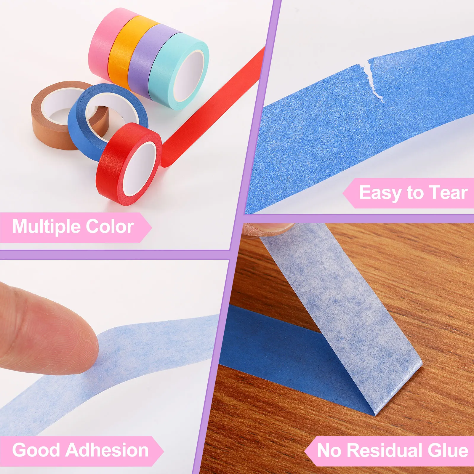 Vibrant Washi Tape Set - Decorative Masking Tape for Arts, Crafts, and Scrapbooking