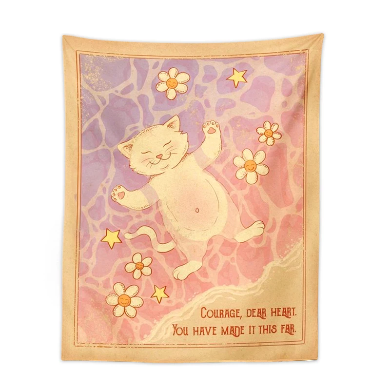 Tapestry Decorations Cute cat Tapestry Wall Hanging Tarot Sun Moon dream Wall Art Tapestries for Living Room Kids Room Bedroom Decor Art