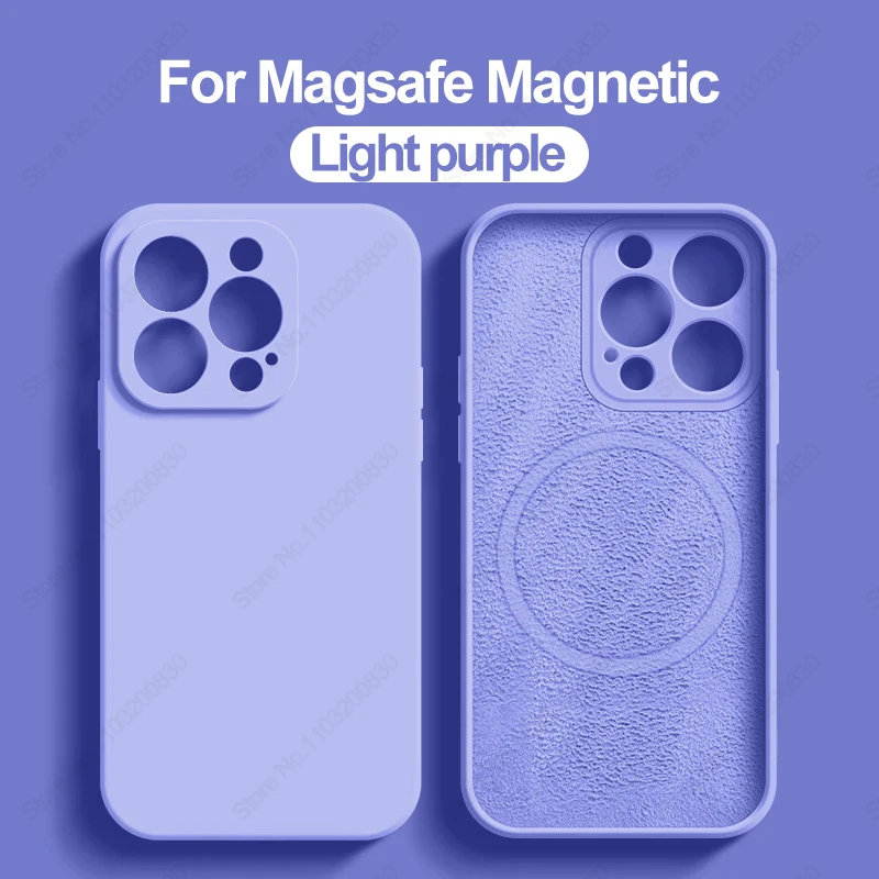 thumbnail image 1 of Fundas magnéticas de silicona líquida originales For iPhone, funda movil For Magsafe iPhone 15, 14, 13, 11, 12 Pro Max Plus, accesorios de cubierta a prueba de golpes, 1 of 5