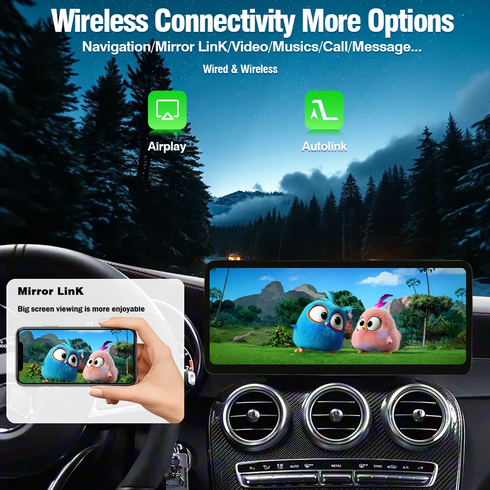 AUTOTOP Pantalla Táctil Multimedia para Automóvil de 10.25/12.3 Pulgadas para Mercedes-Benz Clase C W204 C204 S204 W205 A205 C205 S205 2007-2019 NTG4.0 NTG4.5 NTG5.0, CarPlay Inalámbrico, Android Auto, Estéreo para Automóvil Ultrafino de 12.3 Pulgadas con Bisel Ultraestrecho, Control OEM con Perilla y Volante 5