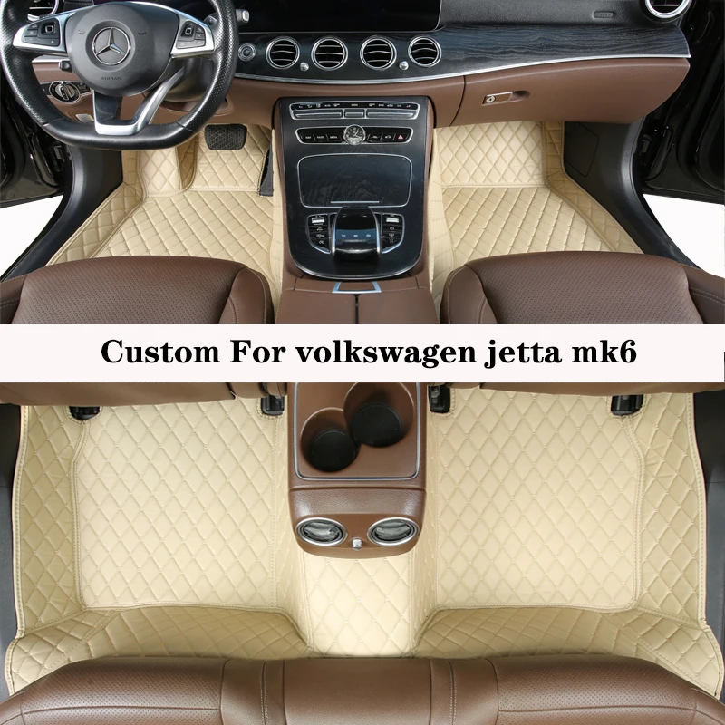 

Автомобильный напольный коврик для Volkswagen Jetta Mk6 2011 2012 2013 2014 2016, кожаный коврик, полный комплект, роскошные подставки для ног, Автомобильный Ковер, аксессуары