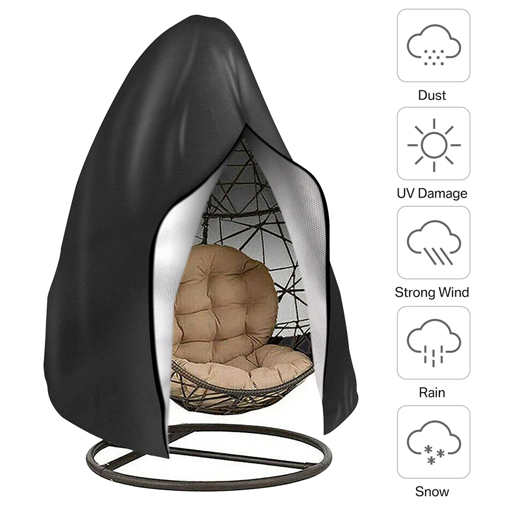 Patio Hanging Egg Chair Cover with Zipper Waterproof Windproof Swing Chair Covers with Buckle Outdoor Weather Resisatant 6