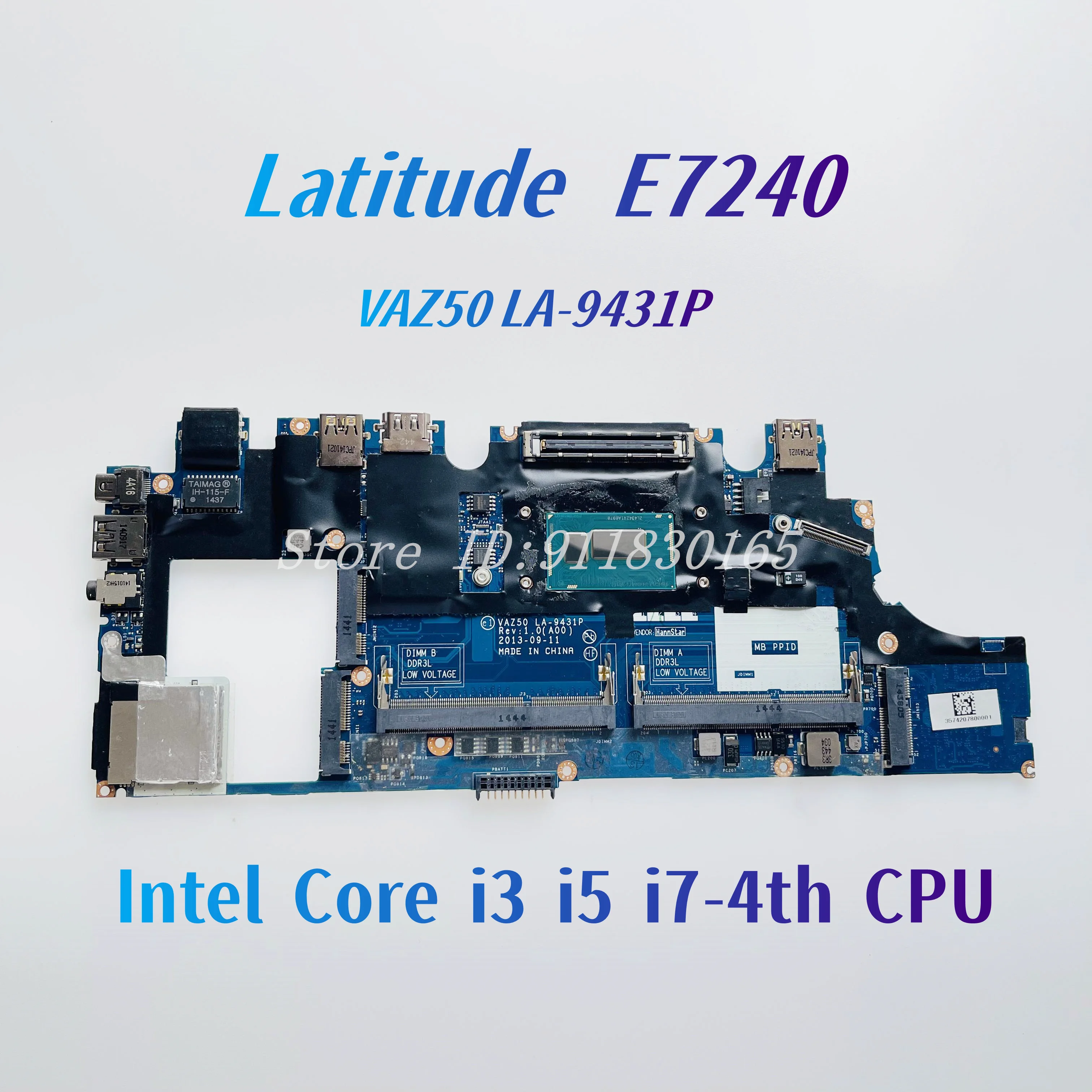 VAZ50 LA-9431P Mainboard For Dell Latitude 7240 E7240 Laptop