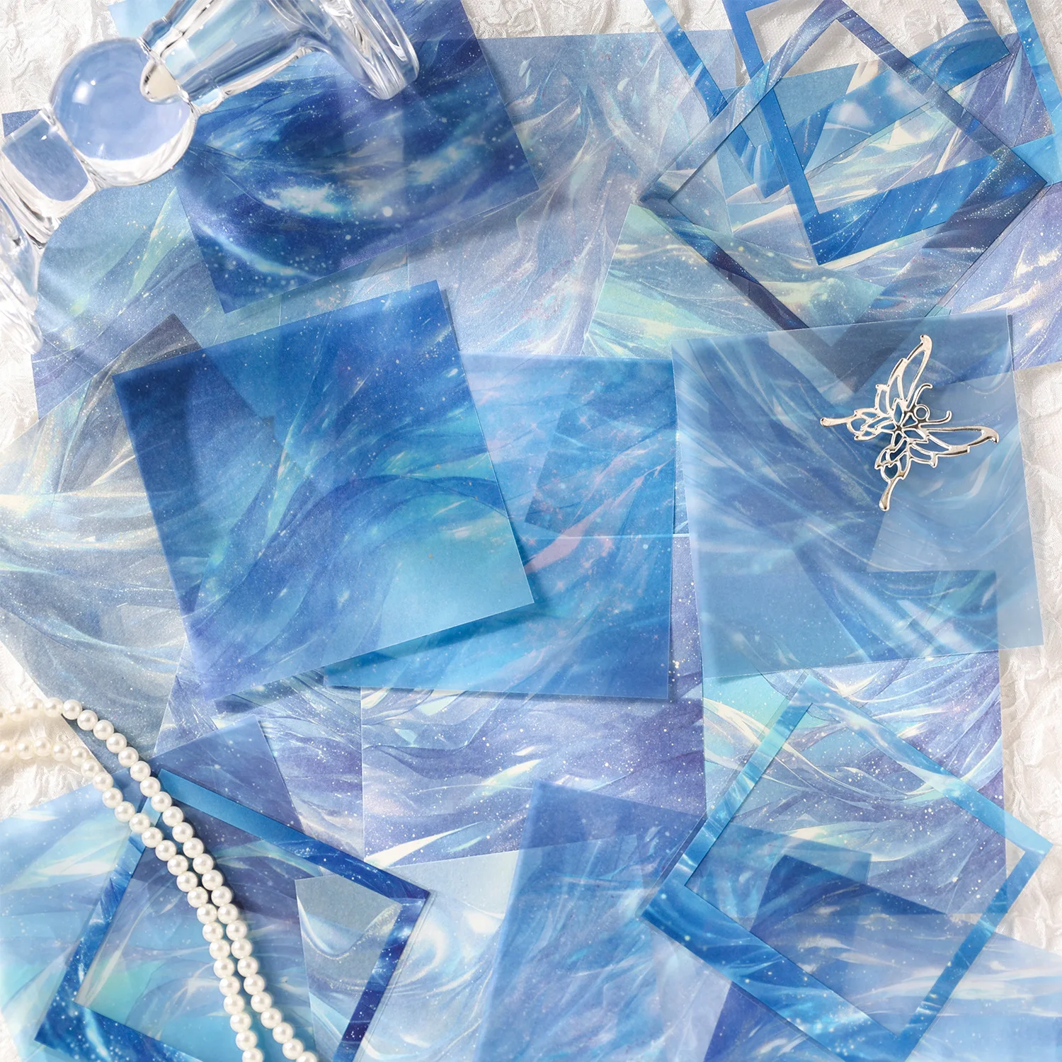 Kit di 25 Pezzi di Carta Iridescente Lucida per Scrapbooking, Materiale per Album Fotografici Fai-da-Te, Decorazioni per Artigianato e Diari Creativi