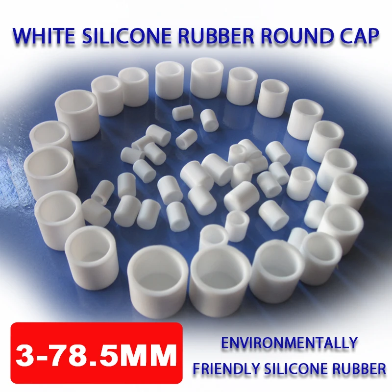 Silicone Rubber Cap 3-78.5mm Pipe End Cover Cap Dust Seal Protection Gasket Foot Cover Round Tube Insert Stopper White