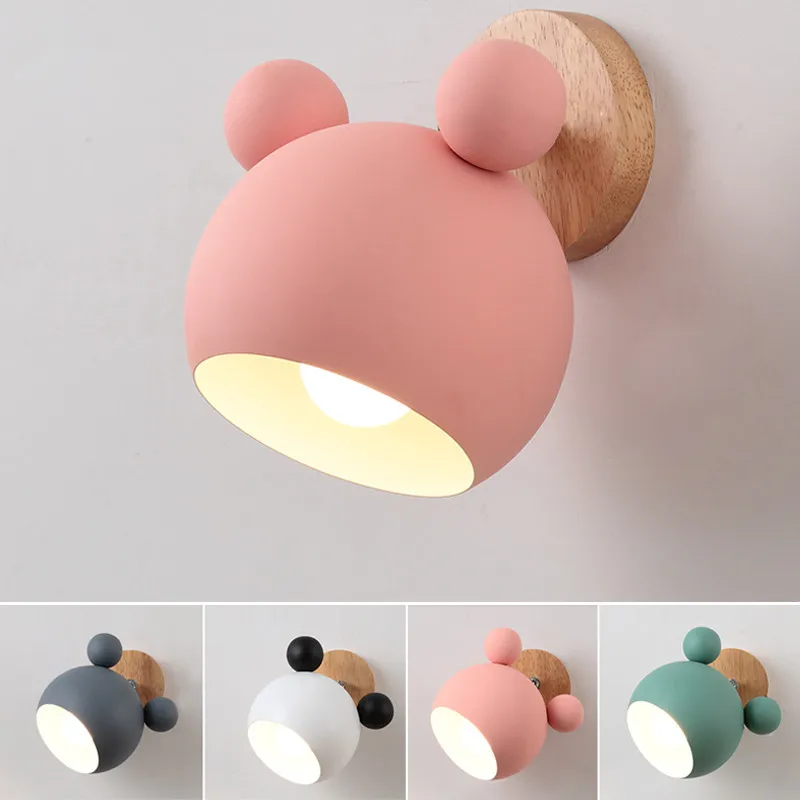 Led Light Led Wall Lamp Wall Light Modern Wall Lamp Colorful Iron Mickey Wall Lamps For Living Room Bedroom Baby Room Decor Nordic Home Bedside Light Fixtures