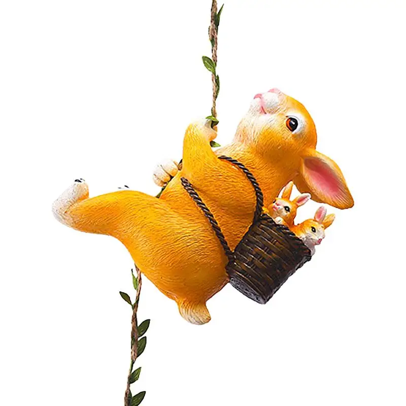 

Rabbit Climbing Statue Ornaments Cute Animal Pendant Sculpture Garden Decoration Outdoor Resin Statues Tree Wall Decor Crafts