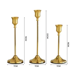 Elegant Vintage Metal Tabletop Candle Holder Trio for Romantic and Classy Decor (Copper color)