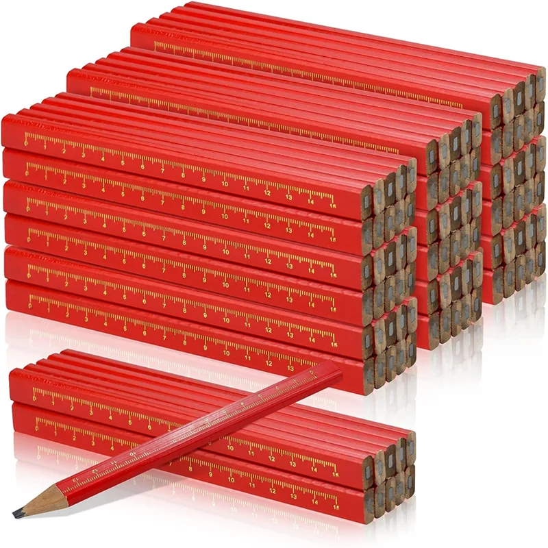 Crayons de travail de calcul pour travailleurs de marquage dédiés au site, stylo à tête plate, bois, noir, octogone, rouge, carré, lignes de dessin, 10 pièces