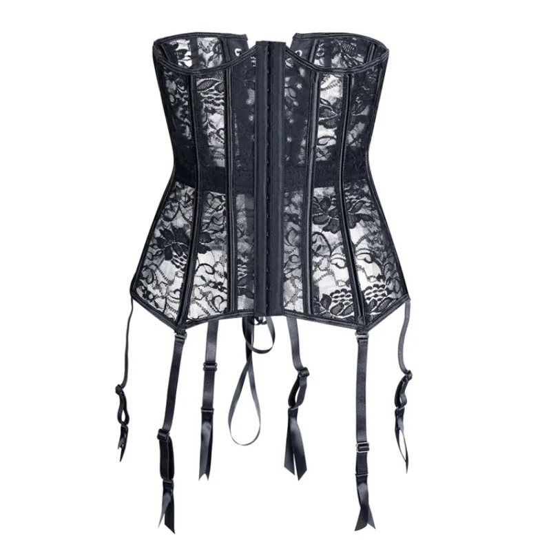 Underbust Corset Top With Suspenders Lingerie Sexy Women Waist Cincher Bustier Breathable Lace Shape Body Garter Belt Plus Size body shaper corset bustier top waist corset lace lingerie lace corset