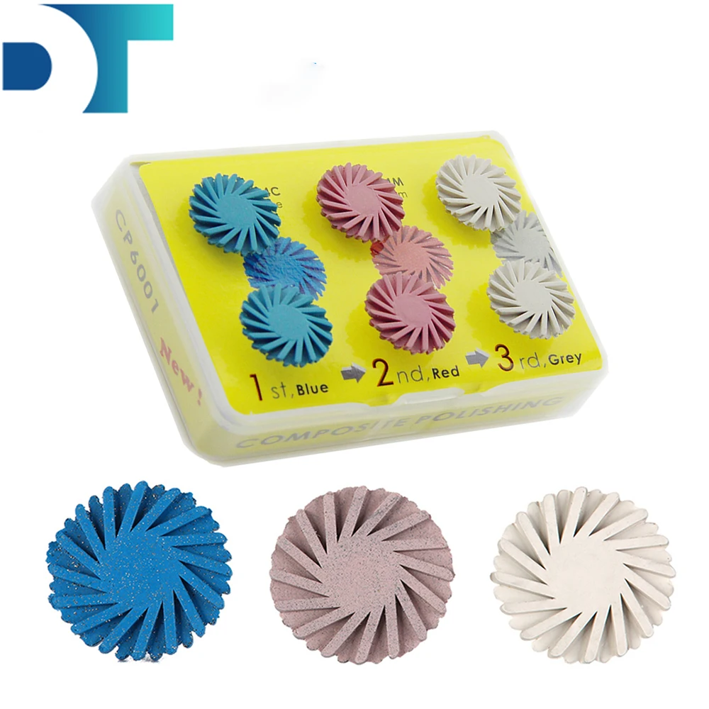 

6pcs/set Dental Composite Resin Polishing Disc Kit Diamond System Dental Material Teeth Flex Spiral Brush Bur Polisher Dentists