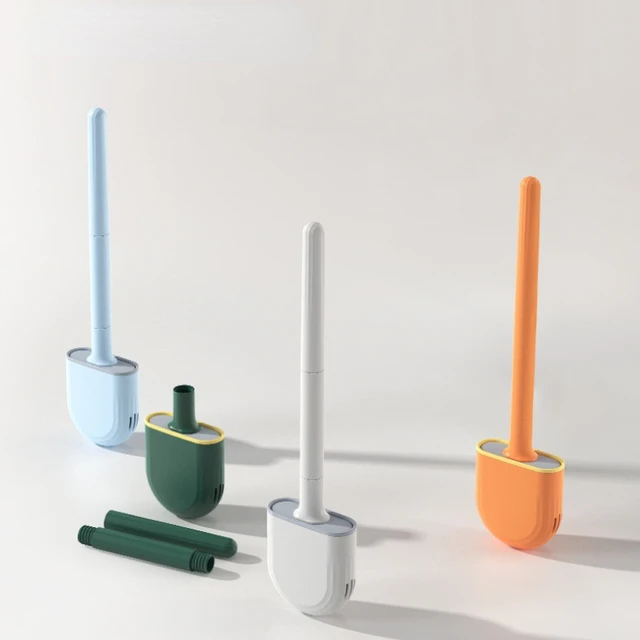 Leválasztható Vízszivárgással Bizonyított Wc -Kefe Alap Szilikon Lapos Fej Rugalmas Puha Sörték Kefe Gyors Szárítással, Könnyű Tisztítással - Image 3