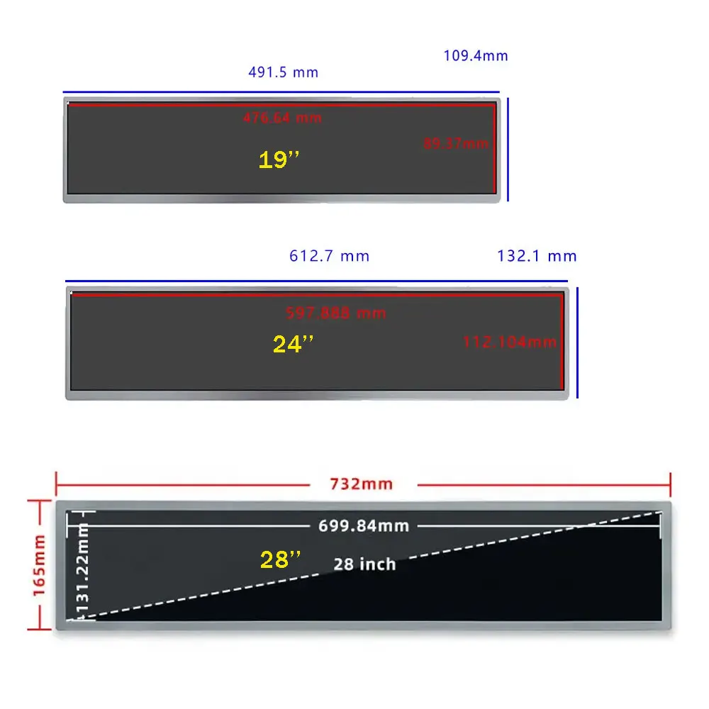 Wisecoco Ʈ ̵ Ʈġ LCD , Bartop ̵ ĳ Ű ÷, IPS 800 Ʈ ޺ б , 28 ġ, 1366x256
