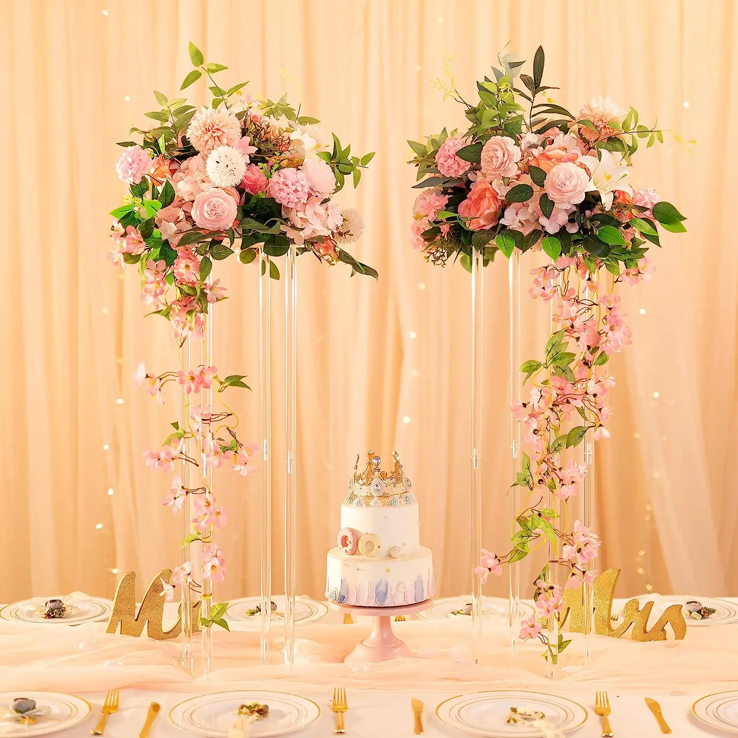 

10 Pcs Wedding Centerpieces Acrylic Vases Flower Vase Flowers Stand For Party Tables Decorations - Elegant Bulk Weddings Decor