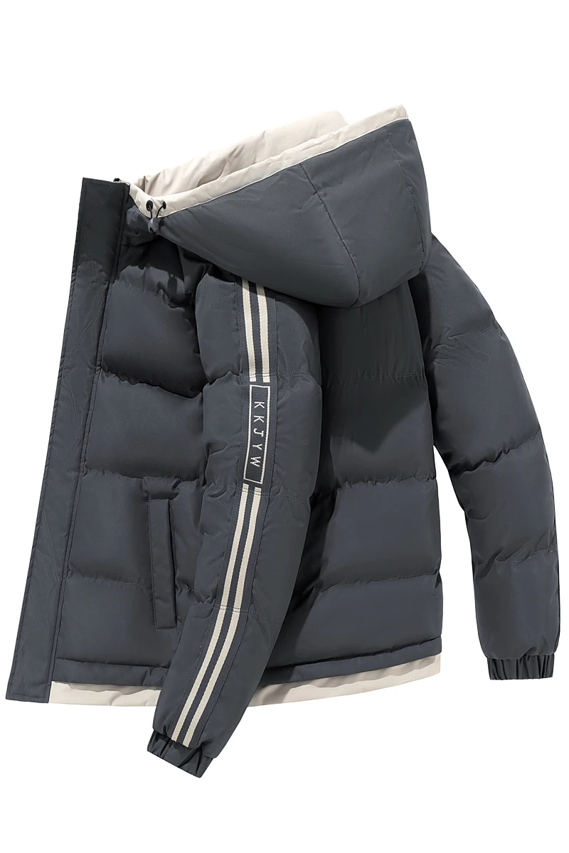 Autumn And Winter Men's Down Jacket Korean Version Casual Fashion Thickened Padded Hooded Jacket Short Warm Parka Coat