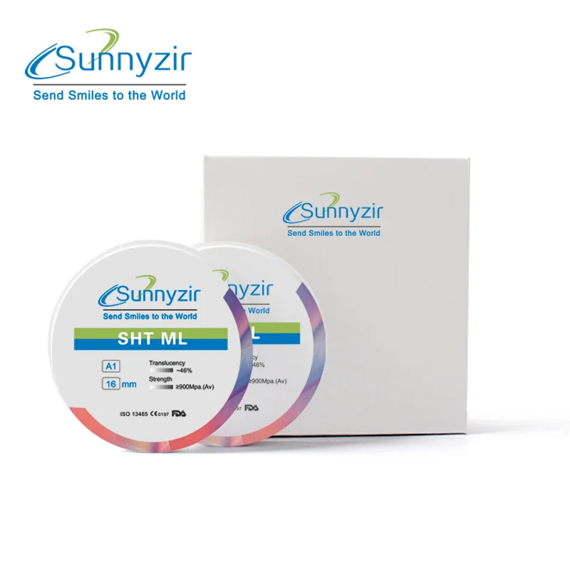 

Sunnyzir SHT Plus Multilayer Zirconia Block for Dental CAD CAM Super High Transparency High Blending Strength Zirconium Oxide