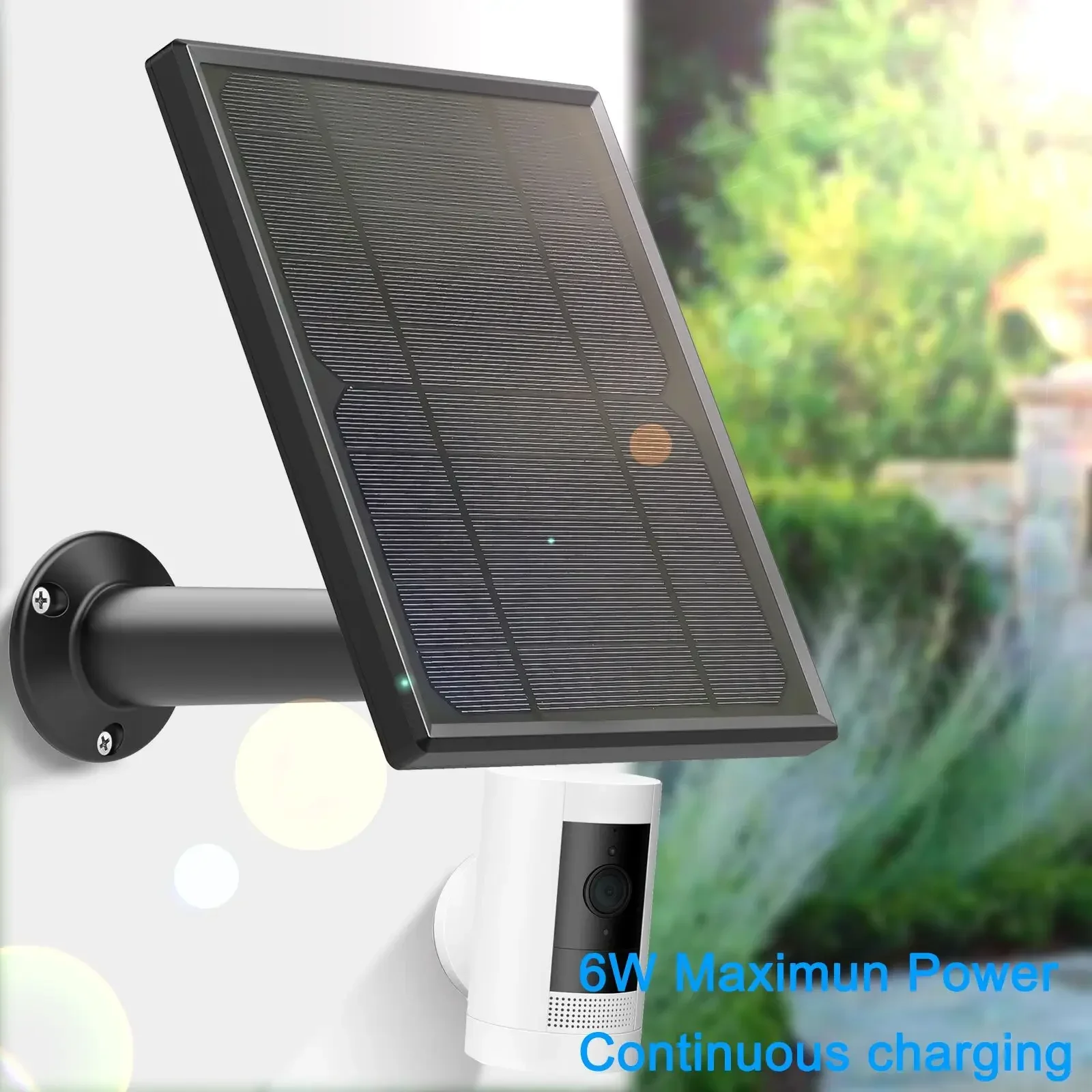 6W Solar panel for Ring Stick Up Cam Battery / Ring Spotlight Cam Battery HD Camera , Wall Mount 13ft 4m Power Cable