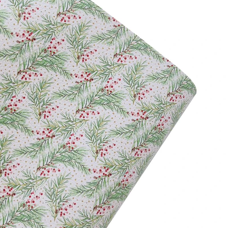 새로운 무지개 30X136CM 크리스마스를위한 녹색 소나무 숲 DIY 휴일 공예, Hairbows, 수제 부티크를위한 가짜 가죽 롤