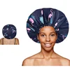 Shower Cap Large Adjustable Reusable Double-Layer Waterproof Bath Cap for Women Girls Braids SPA Long Hair 1