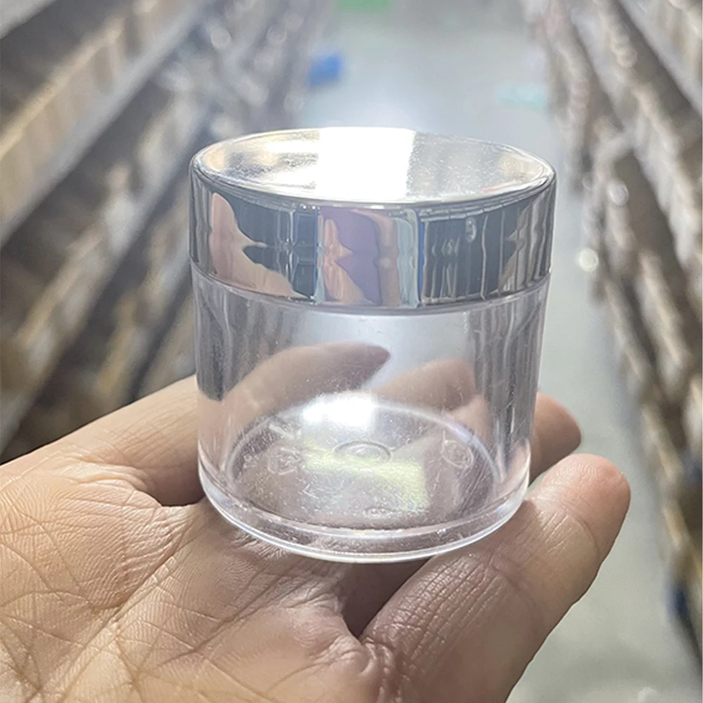 아크릴 파우더 빈 병 1OZ, 골드, 실버, 블랙, 화이트 뚜껑 20, 50, 100 개, 둥근 투명 병, 뚜껑이 있는 빈 플라스틱 메이크업 용기 *-H5