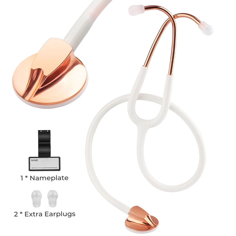 Professional Medical Heart Stethoscope Medical Cardiology Doctor Stethoscope Nurse Student Gold-Plated Equipment Device