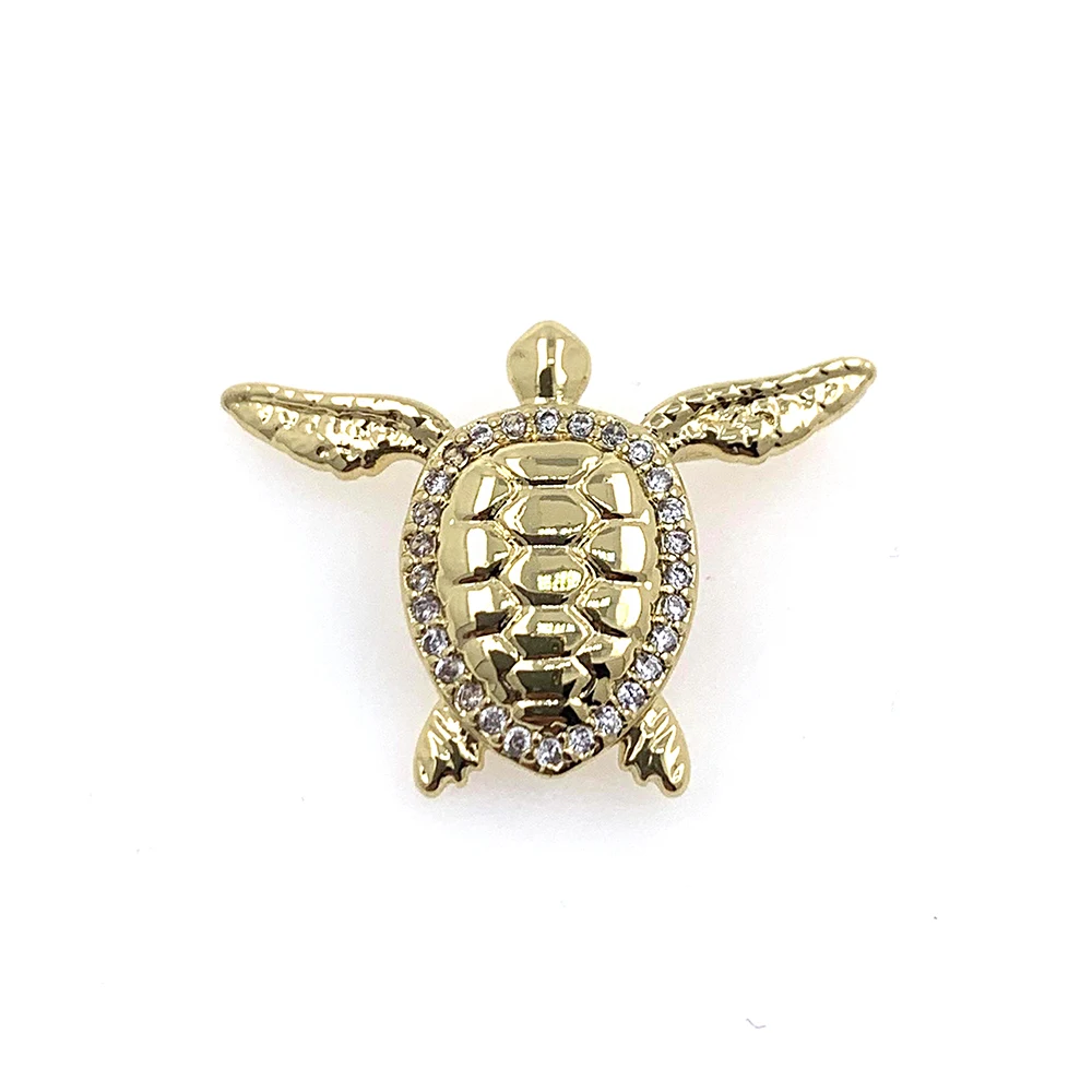 Cute Summer Sea Turtle Pendant Necklace CZ Zircon Gold Plated Animal Tortoise Accessories Hip Hop Party Gift Jewelry Making 3