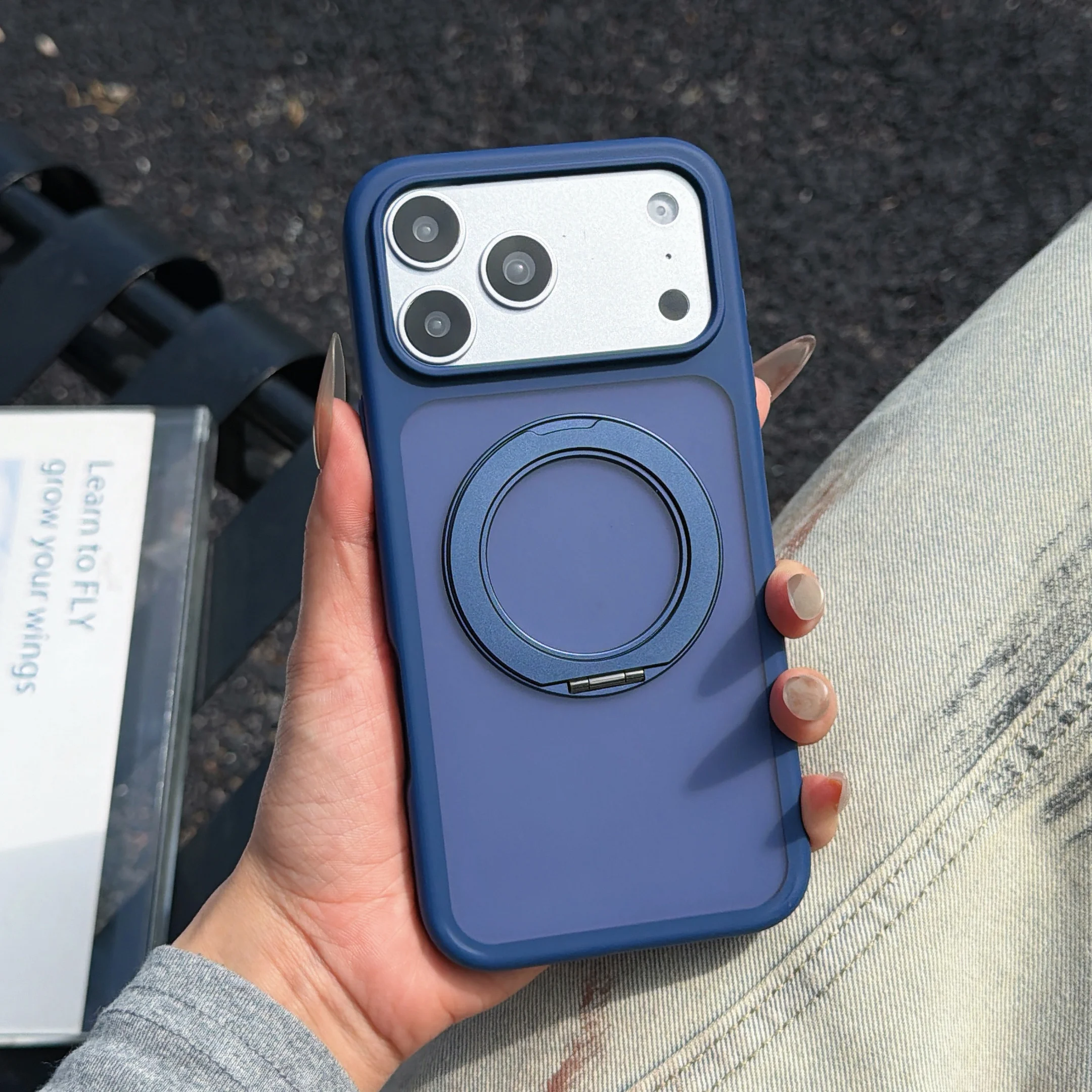 Magnetische MagSafe Handyhülle mit Ständer für iPhone 17 16 Pro Max Air 15 14 Plus 13 12 – 360° drehbarer Ringhalter und Kickstand