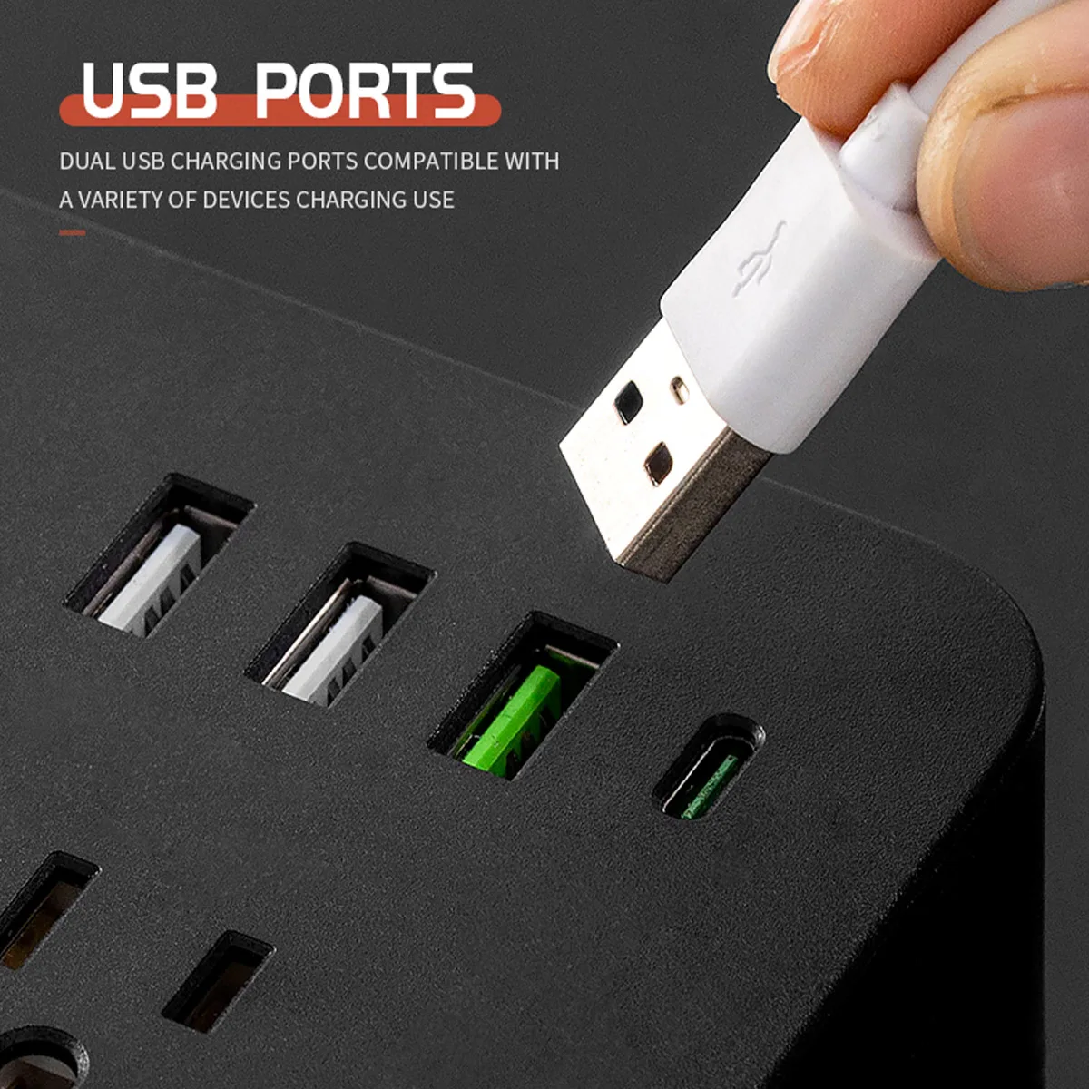14-in-1 US Plug Surge Protected Receptacle With On/Off Control Button 1.5M Cord With 10 AC Outlets 4 USB For Home Office School