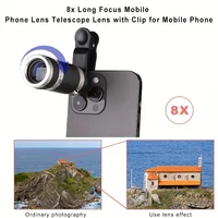 8x Telephoto Phone Lens Monocular Telescope Small Portable HD Lens with Phone Clip for Outdoor Activity Camping Hiking 2