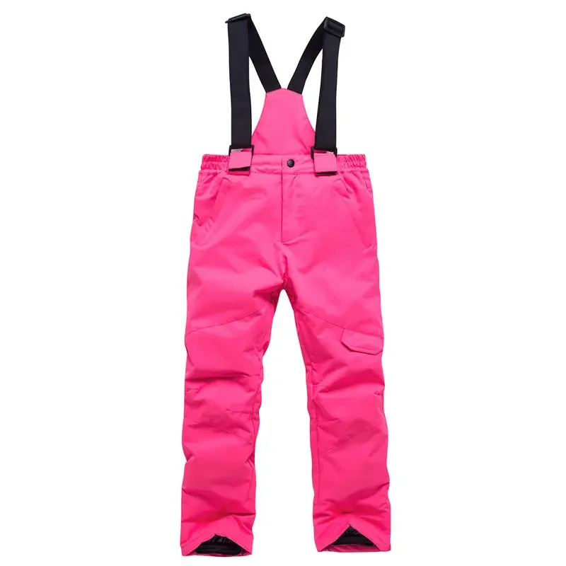 Ski Pants for Girls and Boy, Thicken Waterproof Bibs, Outdoor Sports, Snowboarding, Warm Trousers for Children and Teen, Winter
