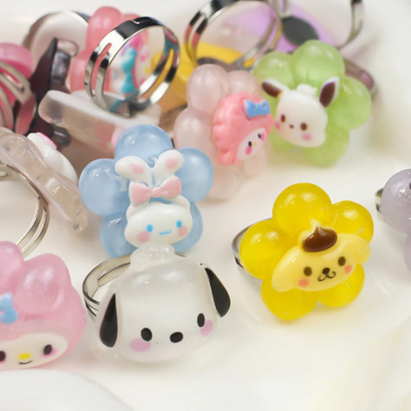 

Sanrio кольцо My Melody Cinnamoroll Kawaii Kuromi мультфильм аниме милое регулируемое ювелирное изделие аксессуары для рук игрушки девушки подарок