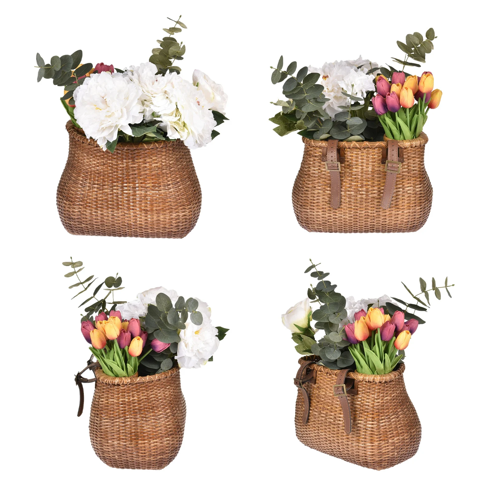 

Bike Handmade Woven Basket Front Handle Rattan Bicycle Baskets
