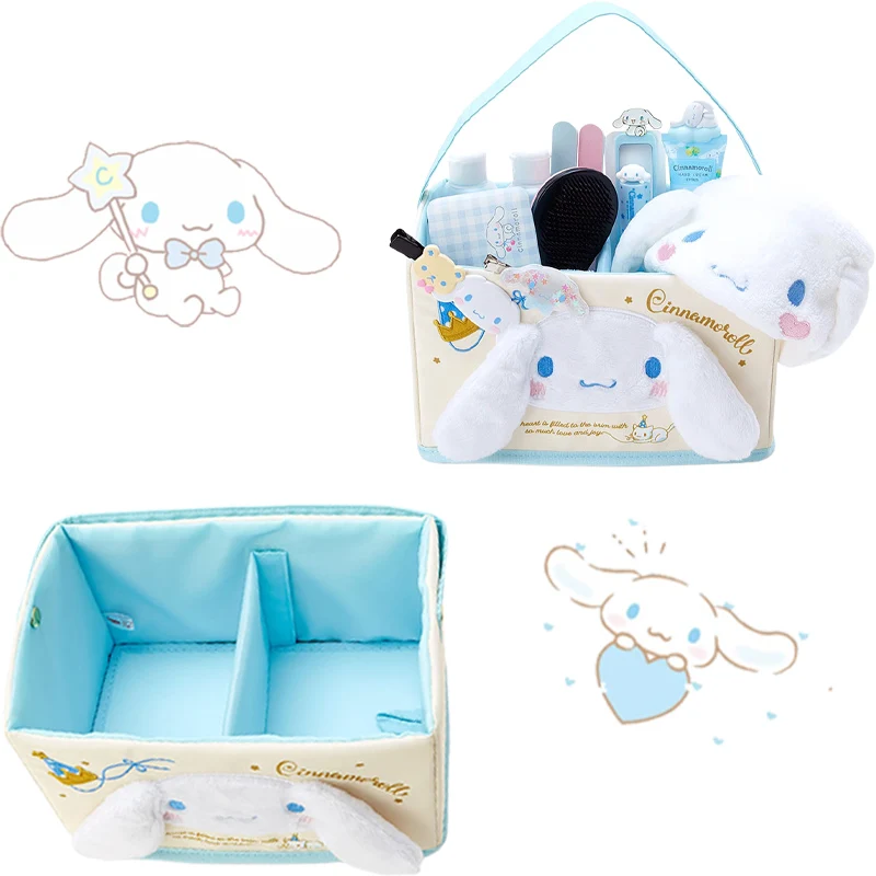 

Sanrios Cinnamoroll складная корзина для хранения, милая мультяшная ручная корзина, кавайное сердце для девочек, вместительная коробка для хранения, коробка для отделки
