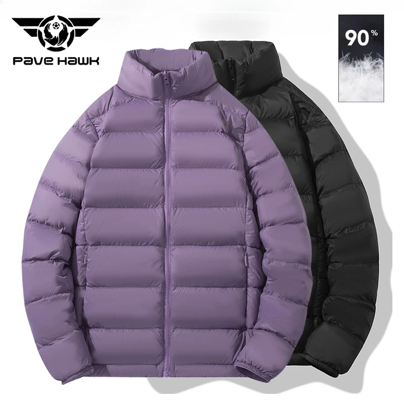 

High Quality White Duck Down Jacket Couples Outdoor Hiking Camping Travel Climbing Coat Lightweight Warm Standing Collar Jackets