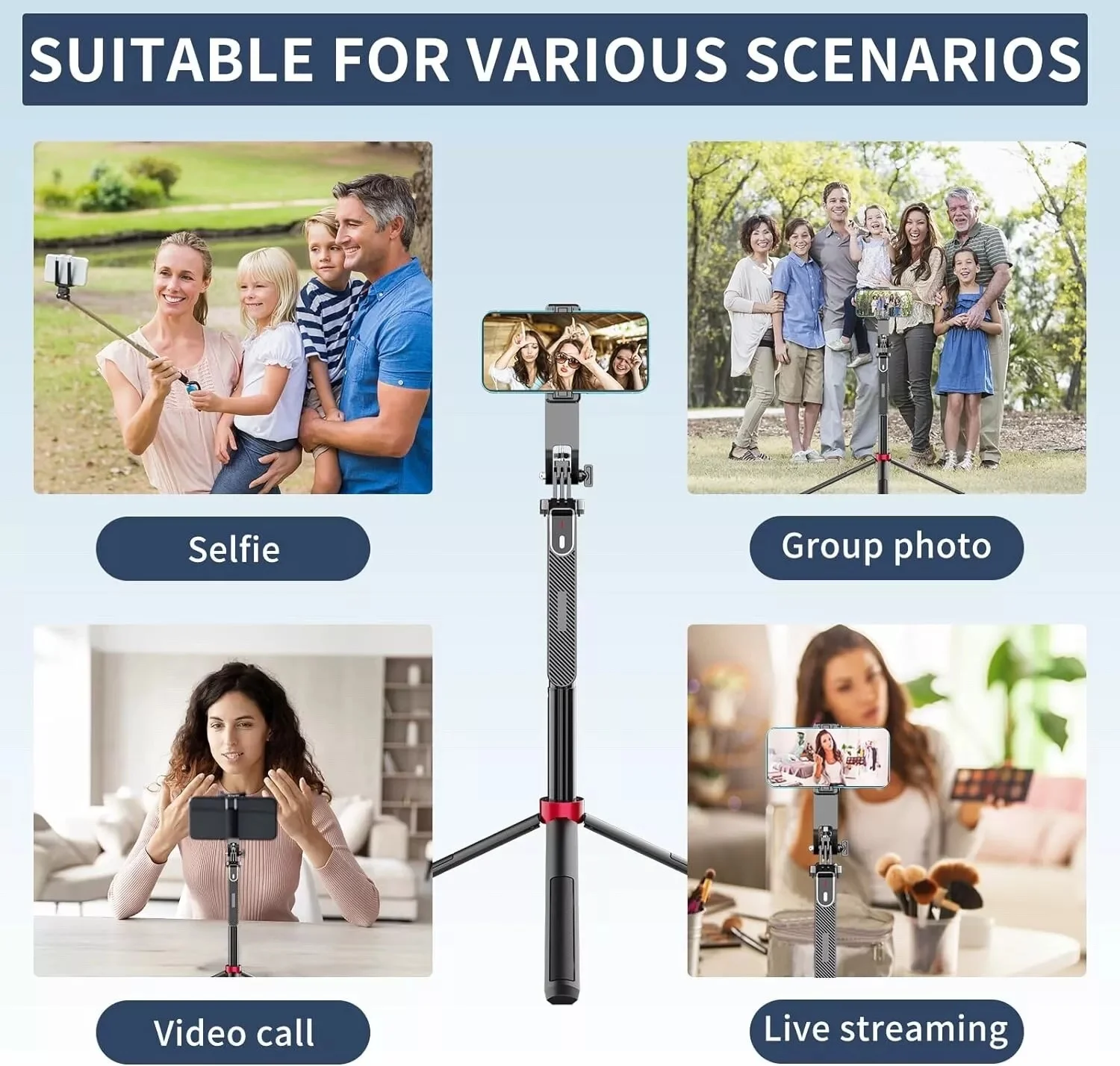180cm Aluminum Alloy Selfie Stick Portable Travel Tripod, Rechargeable Remote Control, 360&deg; Rotation for Mobile Phone and Camera