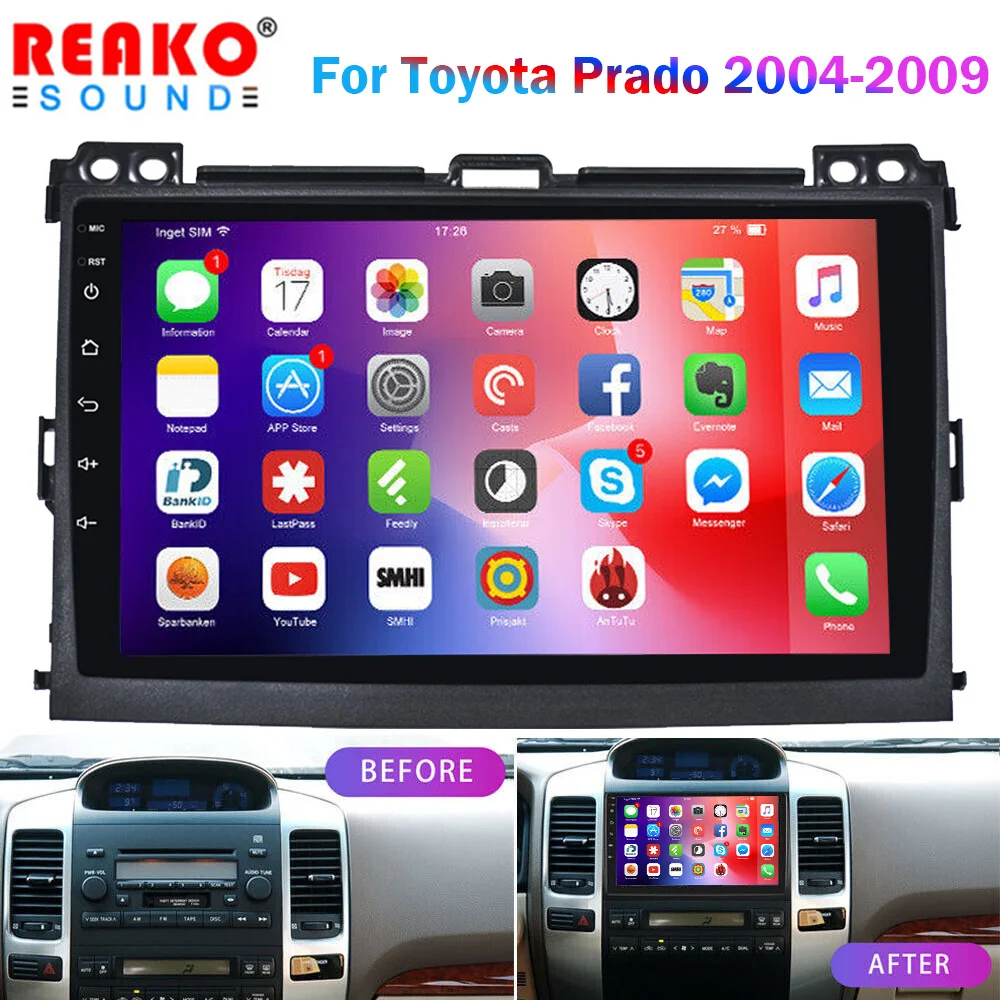 

REAKOSOUND 2Din Car Radio For Toyota Land Cruiser Prado 120 Lexus GX470 Multimedia Players Autoradio Android CarPlay Auto Radio